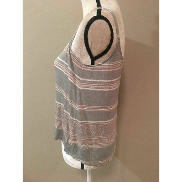 Splendid Womens Grey White Pink Striped Crop Tank Top Small - Picture 4 of 6